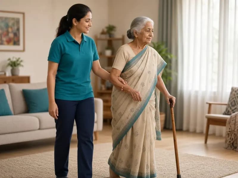 Physiotherapist visiting a patient at home in Gurugram