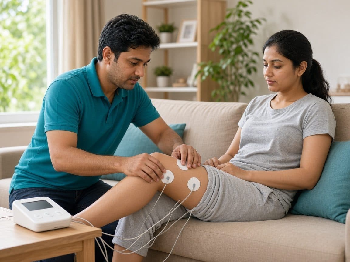 Electrical muscle stimulation (EMS) — physiotherapy session